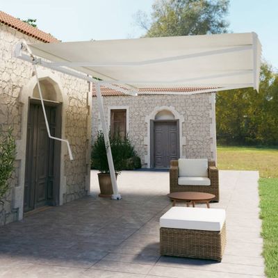 vidaXL Samostatne stojaca automatická markíza 600x350 cm krémová