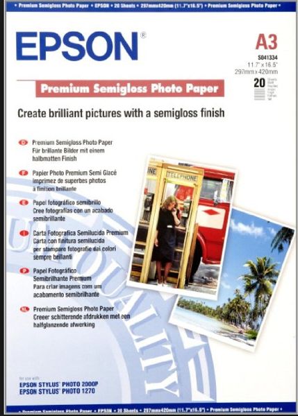 EPSON A3, Premium Semigloss Photo Paper (20 hárkov)