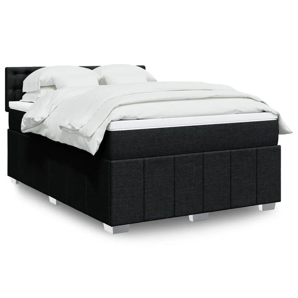 vidaXL Posteľný rám boxspring s matracom čierny 160x200 cm látka