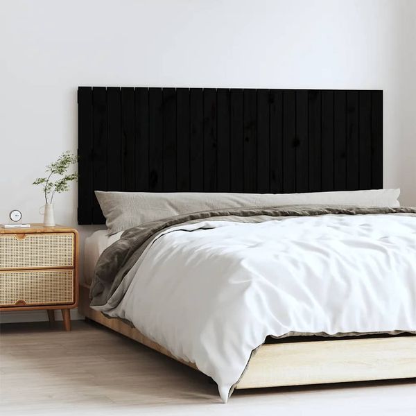 vidaXL Nástenné čelo postele čierne 147x3x60 cm masívna borovica