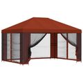 vidaXL Altánok so stenami 4 × 3 m Tehlová Polyester a oceľ 190 gsm