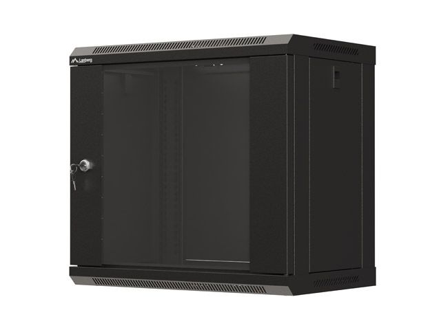 LANBERG 19'' RACKOVÁ SKRIŇA PRO MONTÁŽ NA STENU 9U/540X350 (FLAT PACK) S PROSKLENÝMI DVERMI ČIERNA