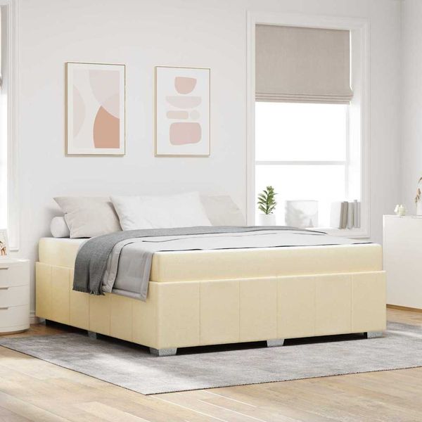 vidaXL Rám postele s matracmi Krémová 180 x 200 cm látka