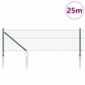 vidaXL Reťazová brána s hrotmi 25 x 0,6 m PVC potiahnutá oceľ Zelená