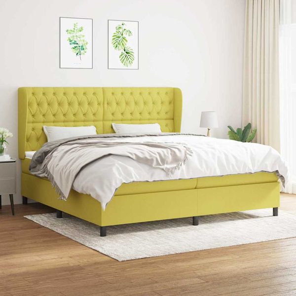 vidaXL Boxspring posteľ s matracom zelená 200x200 cm látka
