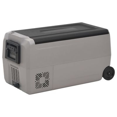 vidaXL Chladiaci box s kolieskom a rukoväťou čierno-sivý 60 l PP a PE
