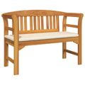 vidaXL Ružová lavička s vankúšom Krémová biela 114 x 46 x 82,5 cm