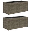 vidaXL Záhradné kvetináče 2 nádoby 2 ks sivé 72x30x32 cm polyratan