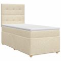 vidaXL Posteľ boxspring s matracom Krémová 90 x 200 cm Látka