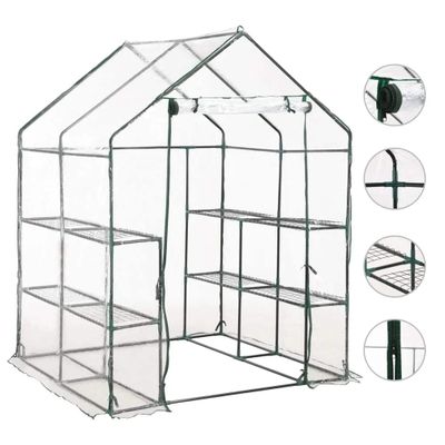 vidaXL Skleník s 8 policami 143x143x195 cm