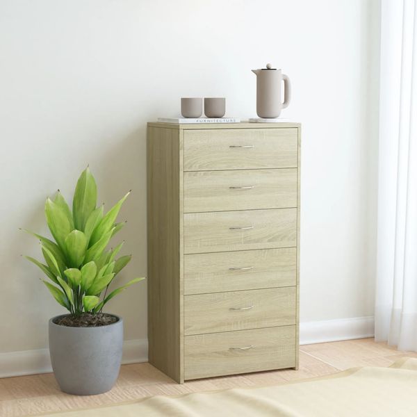 vidaXL Komoda so 6 zásuvkami, dub sonoma 50x34x96 cm, kompozitné drevo