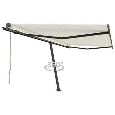 vidaXL Samostatne stojaca automatická markíza 400x300 cm krémová
