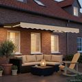 vidaXL Ručný rám markízy s LED Bežová a Antracit 3,5 x 2,5 m