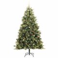 vidaXL Umelý vianočný stromček s pniškami Zelená 240 cm PVC a PE a kov