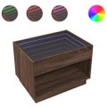 vidaXL Konferenčný stolík s nekonečnými LED hnedý dub 70x50x50 cm