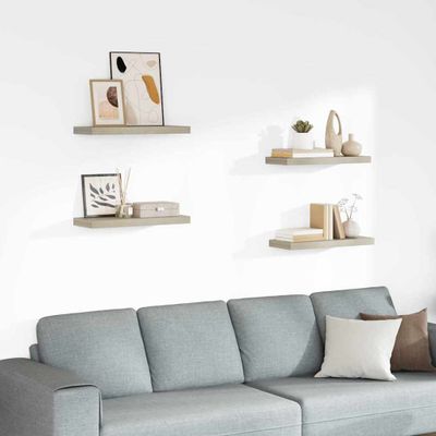 vidaXL Plávajúce nástenné police 4 ks, dubové 60x23,5x3,8 cm, MDF