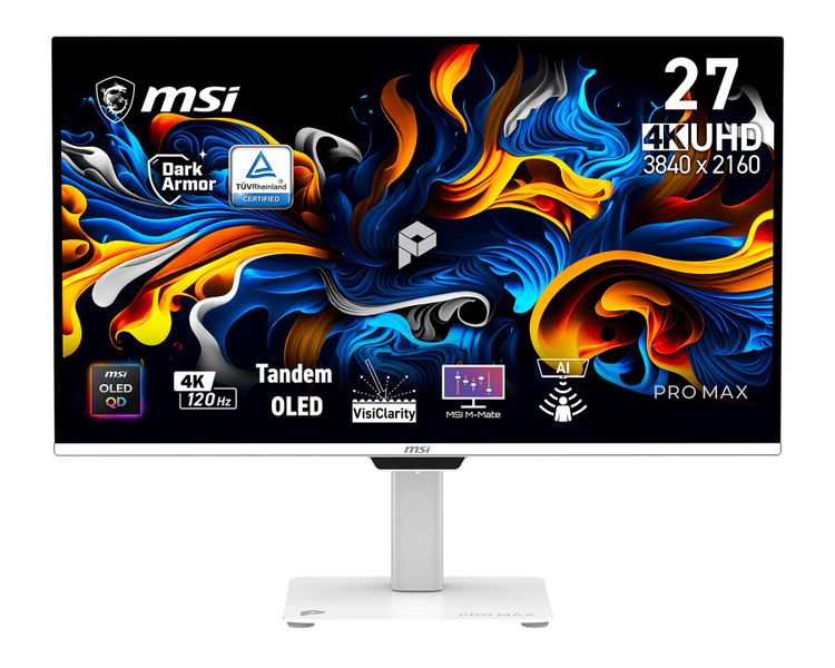 MSI Pro/MAX 271UPXW12G/26,5''/QD-OLED/4K UHD/120Hz/0,03ms/Biela/3R