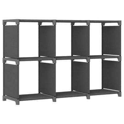 vidaXL Polica s dizajnom 6 kociek sivá 103x30x72,5 cm látka