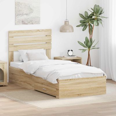 vidaXL Rám postele Sonoma dub 100 x 200 cm Kompozitné drevo