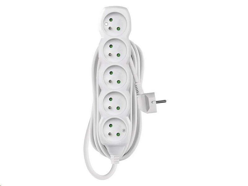 Prodlužovací kabel EMOS P0510R / 10 m / 5 zásuvek / bílý / PVC / 1,5 mm2