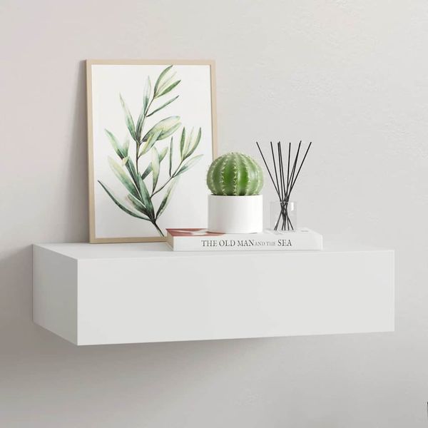 vidaXL Nástenná zásuvková polica biela 40x23,5x10 cm MDF