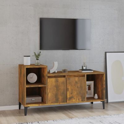 vidaXL TV skrinka dymový dub 100x35x55 cm spracované drevo