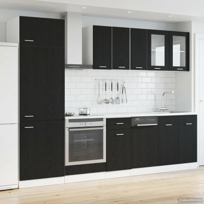 vidaXL Kuchynská jednotka Lyon 8 ks Čierny dub Kompozitné drevo