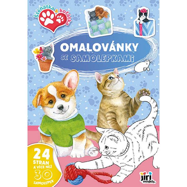 Šteňátka a koťátka - Omalovánky se samolepkami