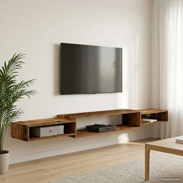 vidaXL Nástenný TV kabinet Nástenná montáž Staré drevo