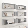 vidaXL Kockové police 6 ks sivé sonoma 60x15x23cm spracované drevo