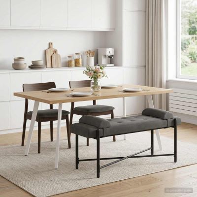 vidaXL Lavica s gombíkmi a vankúšmi Tmavosivá 110 x 40 x 46 cm Zamat