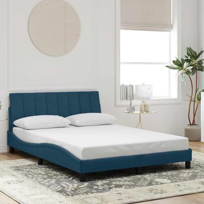 vidaXL Rám postele bez matraca Hanko tmavomodrý 120x200 cm zamat