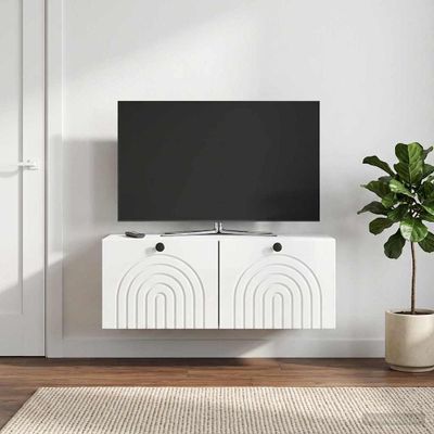 vidaXL Nástenná TV skrinka Biela s vysokým leskom 78,5 x 41 x 30 cm