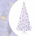 vidaXL Umelý vianočný stromček s 300 LED-i Biela 210 cm PVC a oceľ