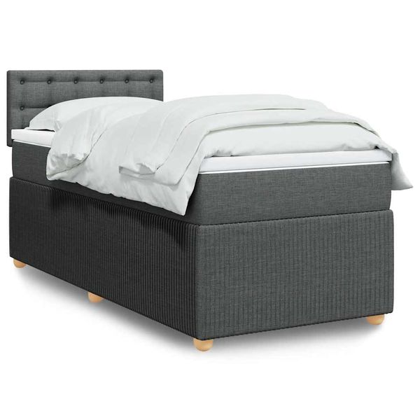 vidaXL Posteľný rám boxsping s matracom tmavosivý 80x200 cm látka
