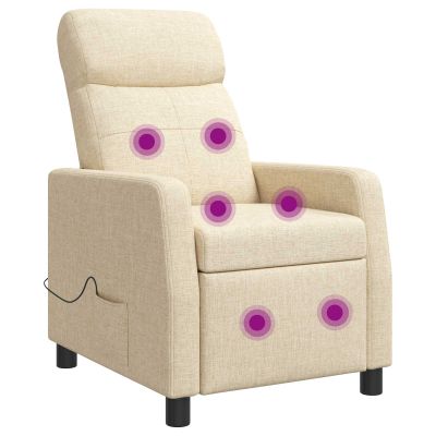 vidaXL Masážne relaxačné kreslo Krémová Látka