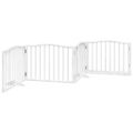 vidaXL Brána pre psa s dverami sklad. 4pan. biela 320cm topoľové drevo