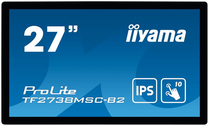 27'' iiyama TF2738MSC-B2: IPS, FullHD, capacitive, 10P, 500cd/m2, DP, HDMI, DVI, 16/7, IP1X, čierny