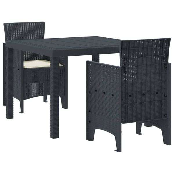 vidaXL Záhradný jedálenský set 3 pcs Antracit Polypropylén