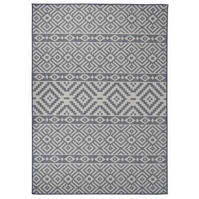 vidaXL Vonkajší koberec s plochým tkaním 120x170 cm modrý vzorovaný
