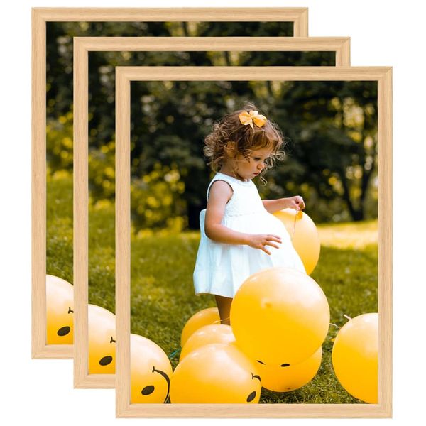 vidaXL Fotorámiky na stôl, koláž 3 ks, svetlý dub 20x25 cm