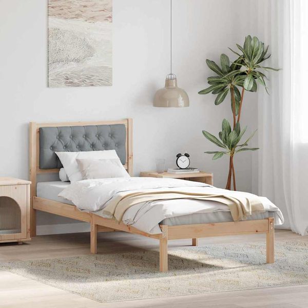 vidaXL Rám postele Svetlosivá 75 x 190 cm Masívne borovicové drevo