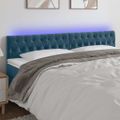 vidaXL Čelo postele s LED tmavomodré 200x7x78/88 cm zamat