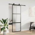 vidaXL Posuvné dvere s kovaním čierne 76x205 cm tvrdené sklo