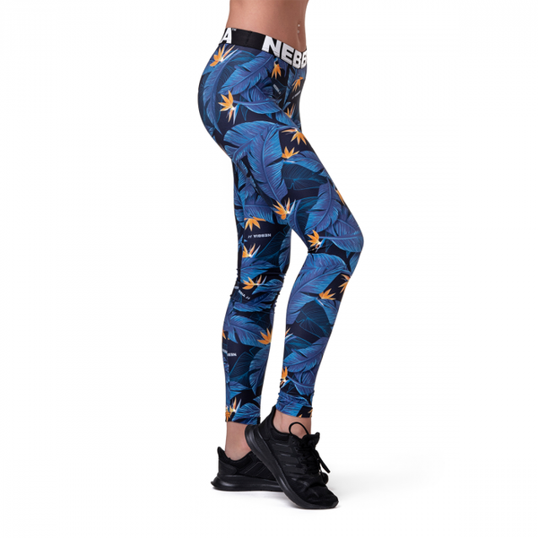 Dámske legíny Mid Waist Ocean Power Blue - NEBBIA