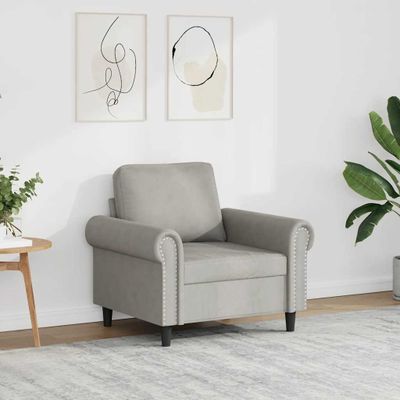 vidaXL Kreslo bledosivé 60 cm zamat