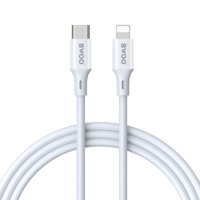 BWOO kábel USB-C - Lightning 2m 27W ABS + TPE biely
