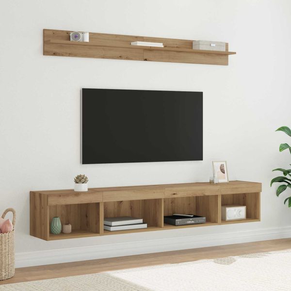 vidaXL Sada nástenného kabinetu na TV s LED 5 pcs Remeselný dub