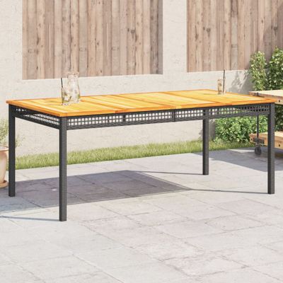vidaXL Záhradný stôl čierny 180x90x75 cm polyratan akáciové drevo