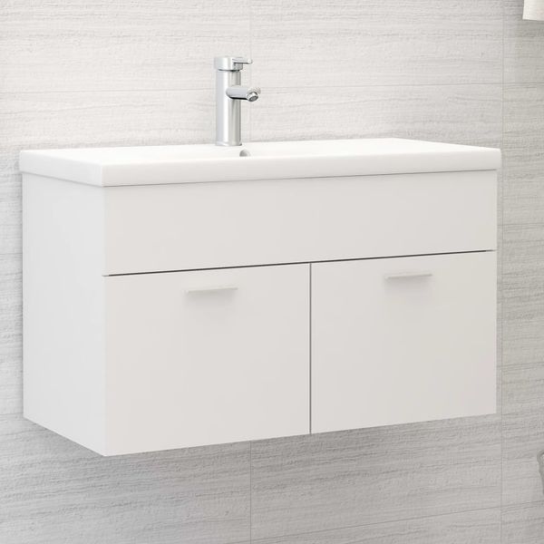 vidaXL Skrinka pod umývadlo, biela 80x38,5x46 cm, kompozitné drevo